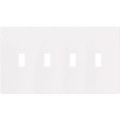 Coupon 🔔 Eaton Wall Plates 4-Gang White Toggle Screwless Midsize Wall Plate ✔️