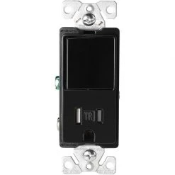 Buy ⌛ Eaton Electrical Outlets 15-Amp Tamper Resistant Residential/Commercial Decorator Switch Outlet, Black ✨