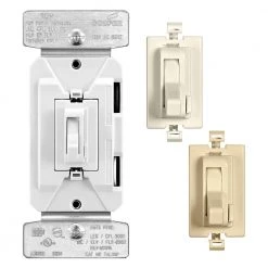 Flash Sale ⌛ Eaton Light Dimmers Single-Pole/3-Way LED Toggle Light Dimmer, White, Light Almond, Ivory ⌛