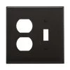 Outlet 🎁 Eaton Wall Plates 2-Gang Midsize Toggle/Duplex Wall Plate, Black ❤️