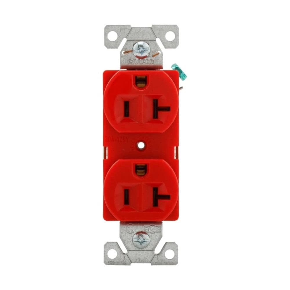 Brand new ❤️ Eaton Electrical Outlets 20-Amp Commercial Duplex Outlet, Red 🤩 1 Brand new ❤️ Eaton Electrical Outlets 20-Amp Commercial Duplex Outlet, Red 🤩