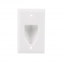 Best Sale 🌟 Eaton Wall Plates 1-Gang Cable Access/Recessed Midsize Recessed Wall Plate, White 🔔