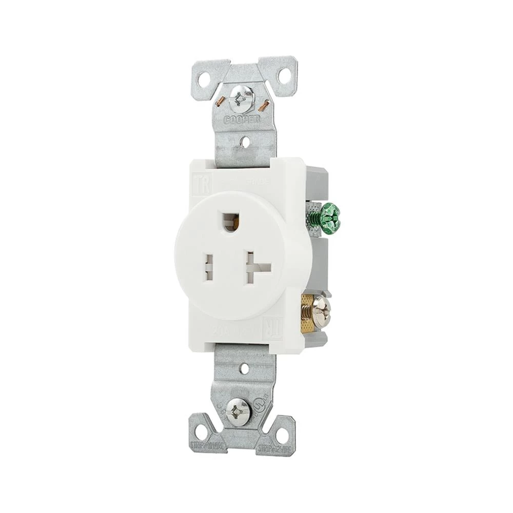 Outlet โ๏ธ Eaton Electrical Outlets 20-Amp Tamper Resistant Residential/Commercial Round Outlet, White ๐ 1 Outlet โ๏ธ Eaton Electrical Outlets 20-Amp Tamper Resistant Residential/Commercial Round Outlet, White ๐