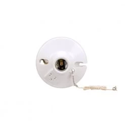 Coupon 🛒 Eaton Light Sockets 3-Way Plastic Pull Chain Ceiling Socket, White 🎉
