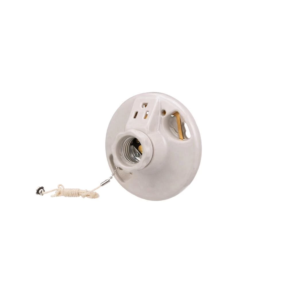 Discount 😍 Eaton Light Sockets Porcelain Pull Chain Ceiling Socket, White 😍 2 Discount 😍 Eaton Light Sockets Porcelain Pull Chain Ceiling Socket, White 😍 - Image 2