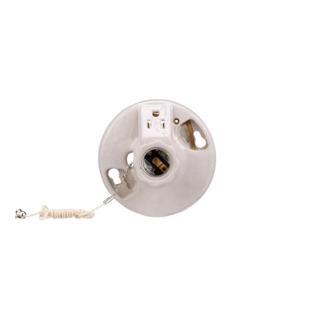 Discount 😍 Eaton Light Sockets Porcelain Pull Chain Ceiling Socket, White 😍 1 Discount 😍 Eaton Light Sockets Porcelain Pull Chain Ceiling Socket, White 😍