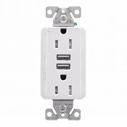 Budget ⌛ Eaton Electrical Outlets 15-Amp Tamper Resistant Residential/Commercial Decorator USB Outlet Dual Type A, White 🌟